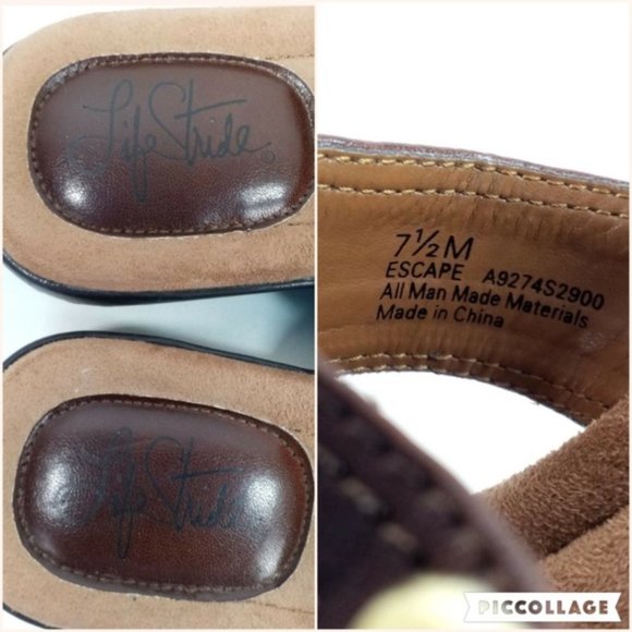 Life Stride Escape Womens Brown Vegan Leather Slip-On Open Toe Sandal Size 7.5M - Picture 8 of 8